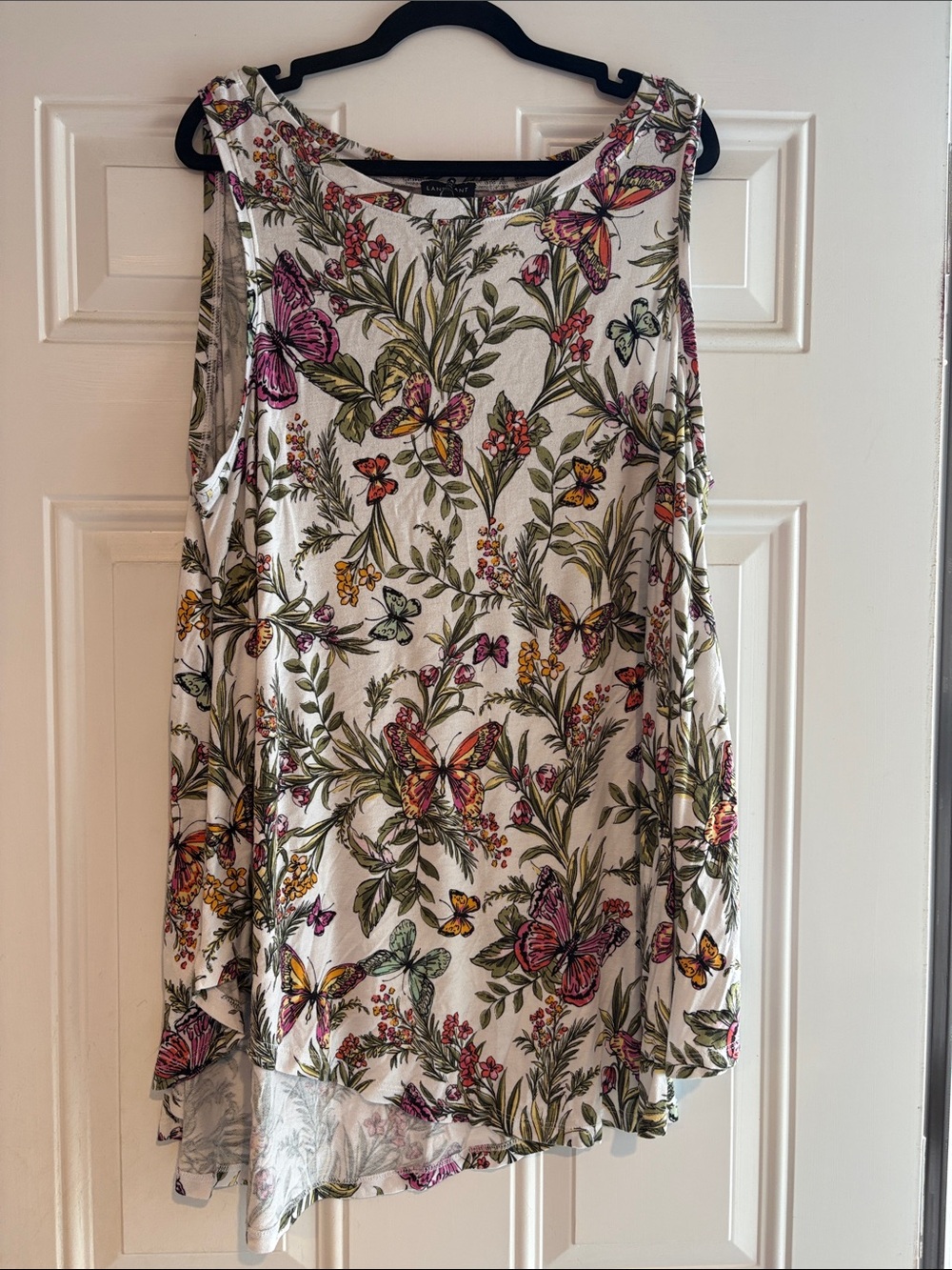 Lane Bryant White Butterfly & Floral High-Low Skirt